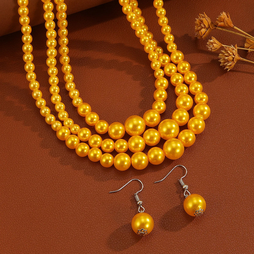 Pearl Symphony Statement Necklace & Earrings Set - 3 colors - hello baabs 