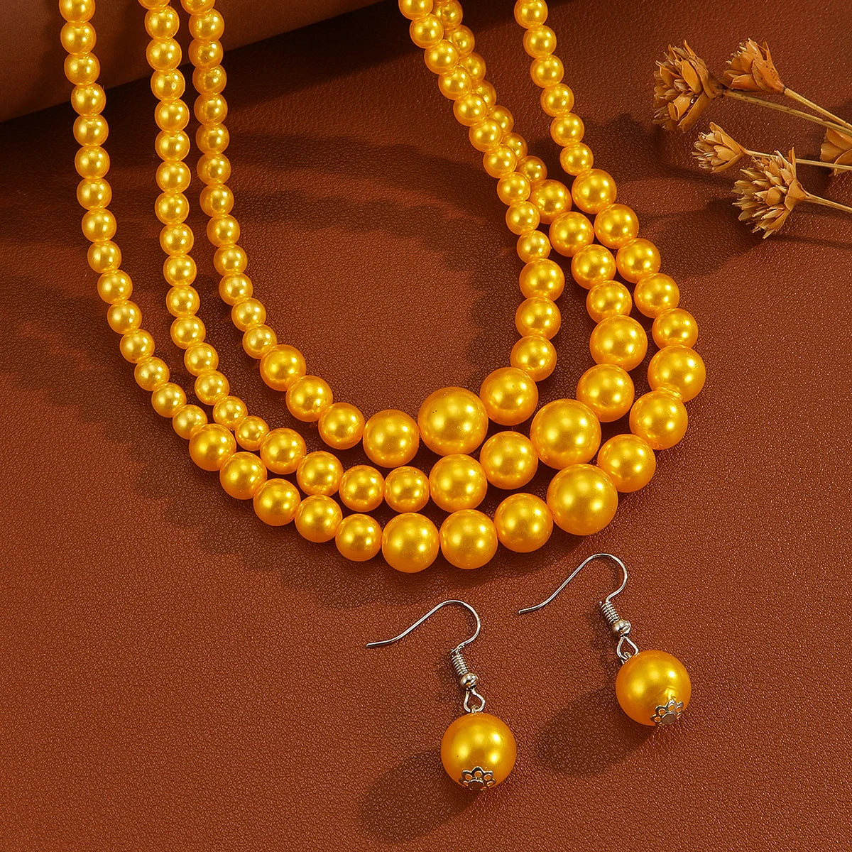 Pearl Symphony Statement Necklace & Earrings Set - 3 colors - hello baabs 