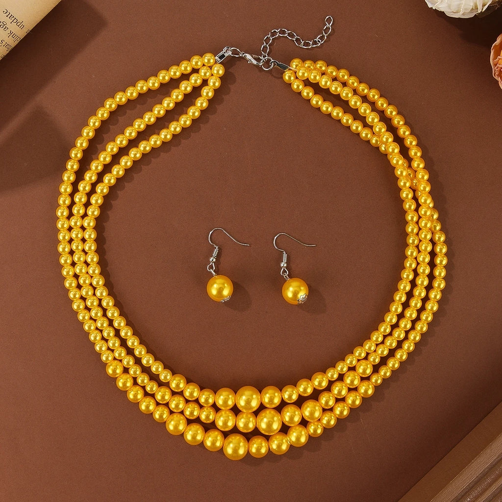 Pearl Symphony Statement Necklace & Earrings Set - 3 colors - hello baabs 