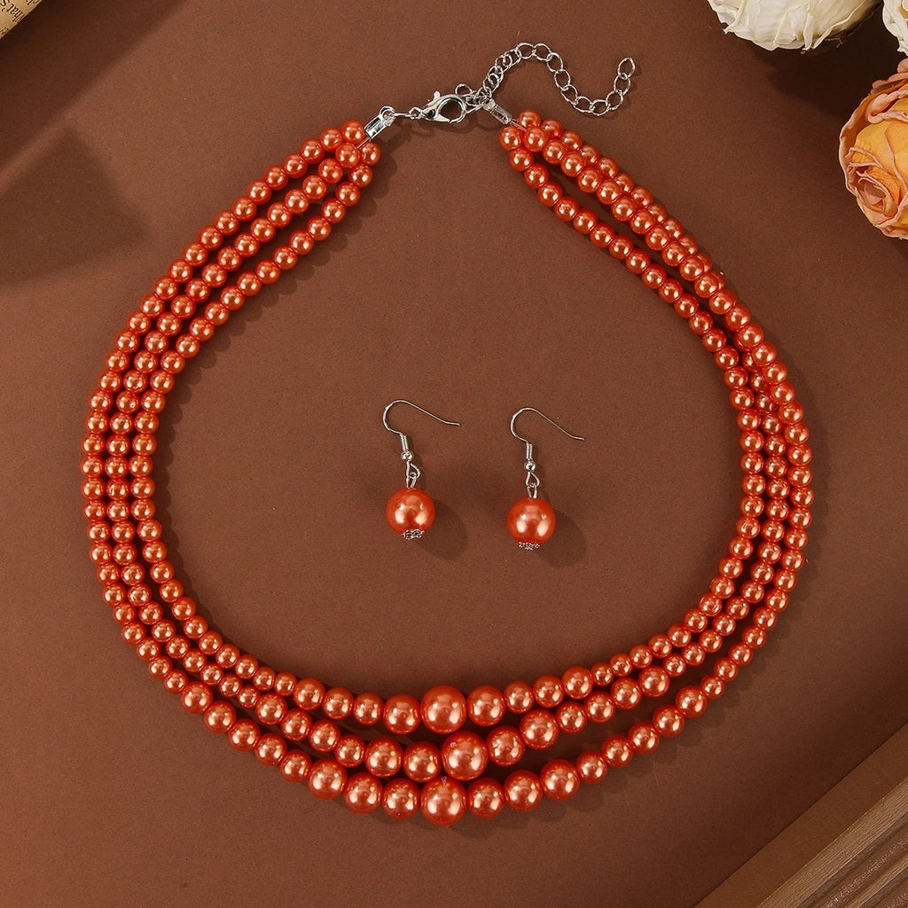 Pearl Symphony Statement Necklace & Earrings Set - 3 colors - hello baabs 