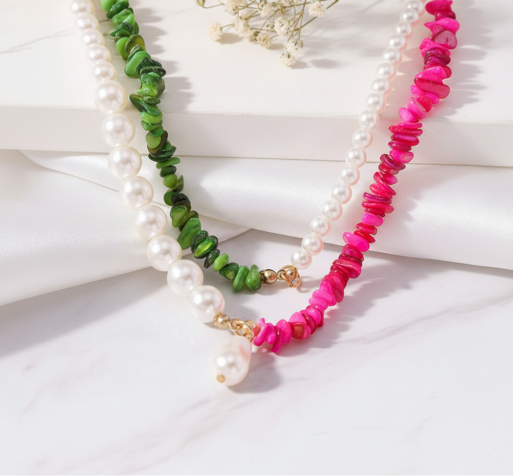 Pearls & Paradise 2pc Necklace Set - Hello Baabs LLC 