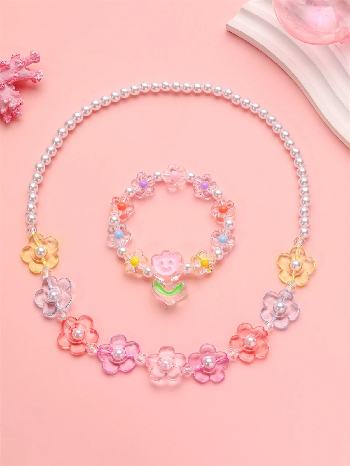 Petal Pearl Necklace & Bracelet Set - Hello Baabs LLC 