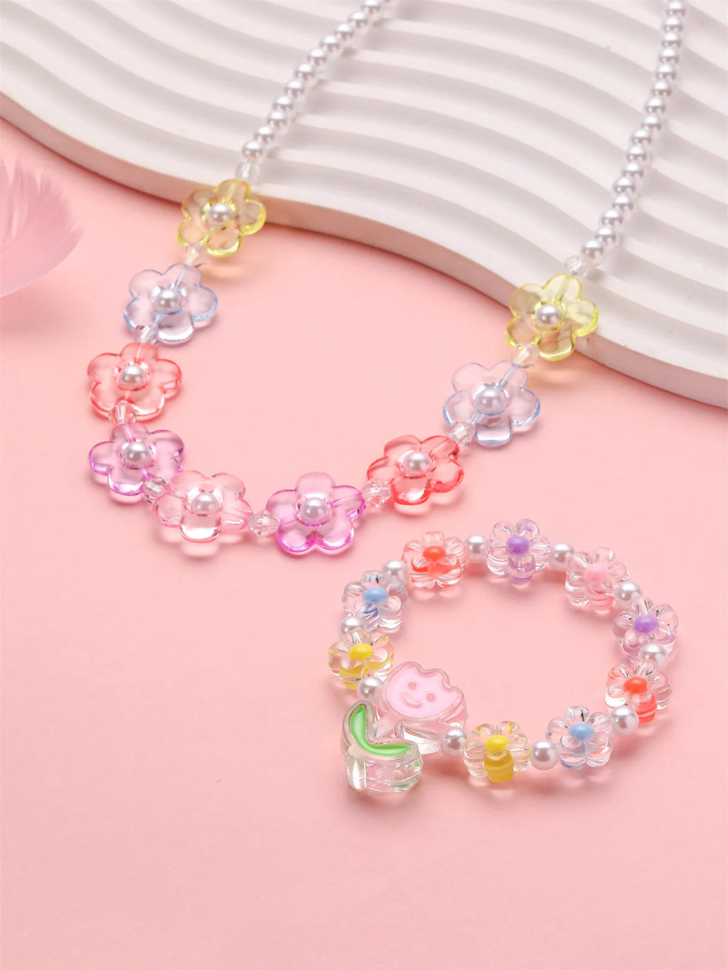 Petal Pearl Necklace & Bracelet Set - Hello Baabs LLC 