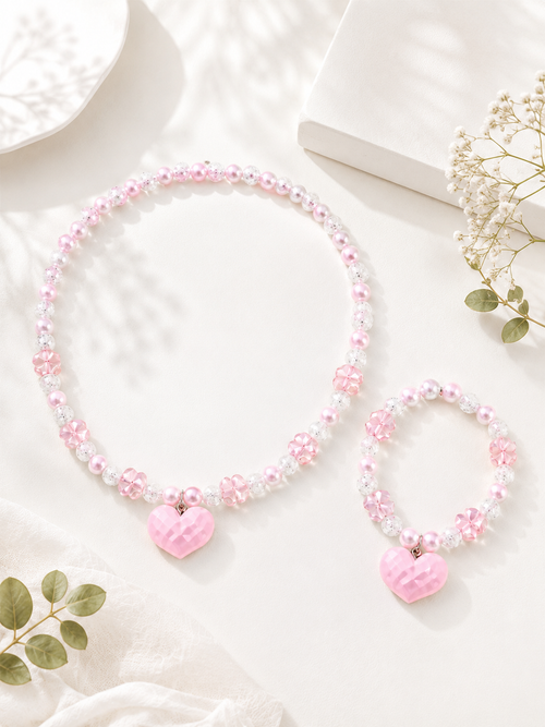 Pink Sweetheart Necklace & Bracelet Set - Hello Baabs