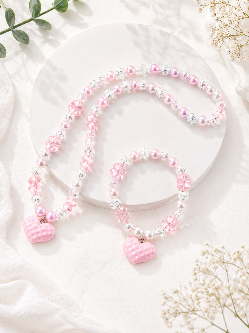 Pink Sweetheart Necklace & Bracelet Set - Hello Baabs