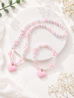 Pink Sweetheart Necklace & Bracelet Set - Hello Baabs