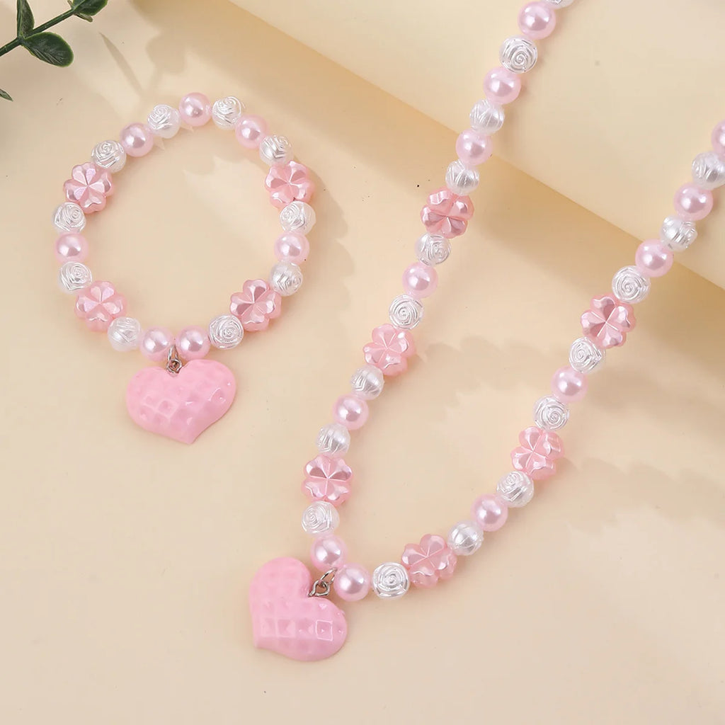 Pink Sweetheart Necklace & Bracelet Set - Hello Baabs LLC 