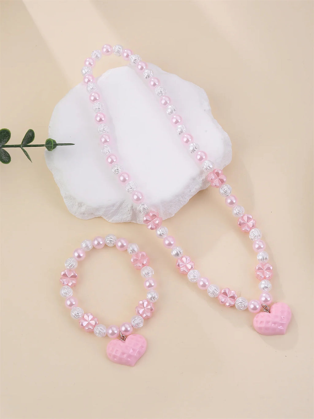 Pink Sweetheart Necklace & Bracelet Set - Hello Baabs LLC 