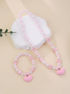 Pink Sweetheart Necklace & Bracelet Set - Hello Baabs LLC 