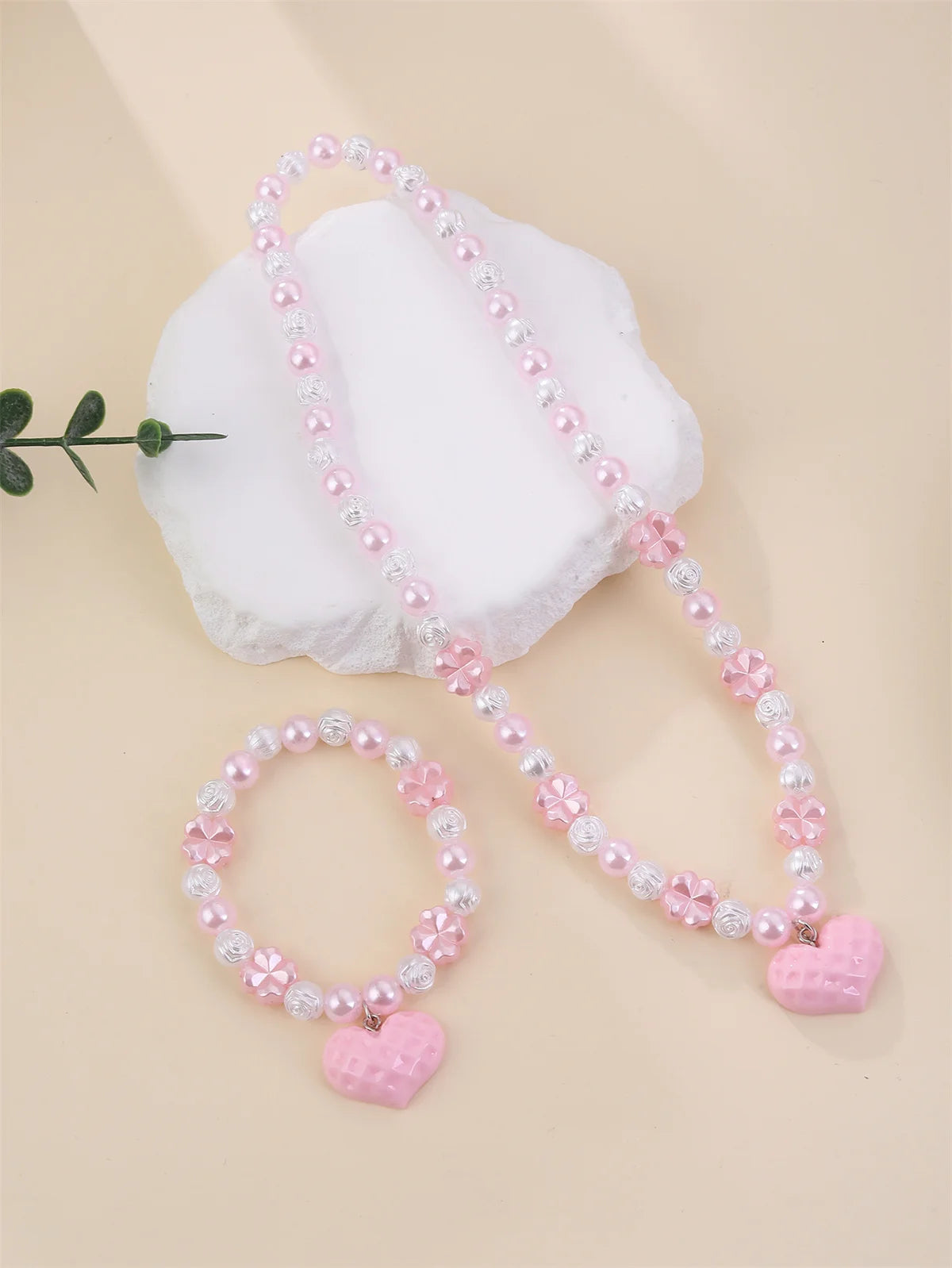 Pink Sweetheart Necklace & Bracelet Set - Hello Baabs LLC 
