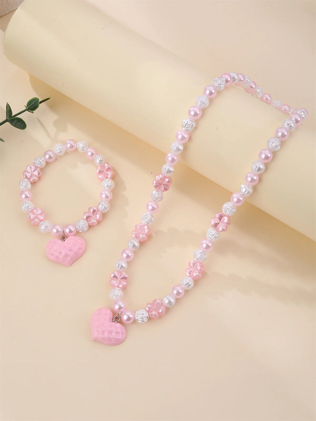 Pink Sweetheart Necklace & Bracelet Set - Hello Baabs LLC 