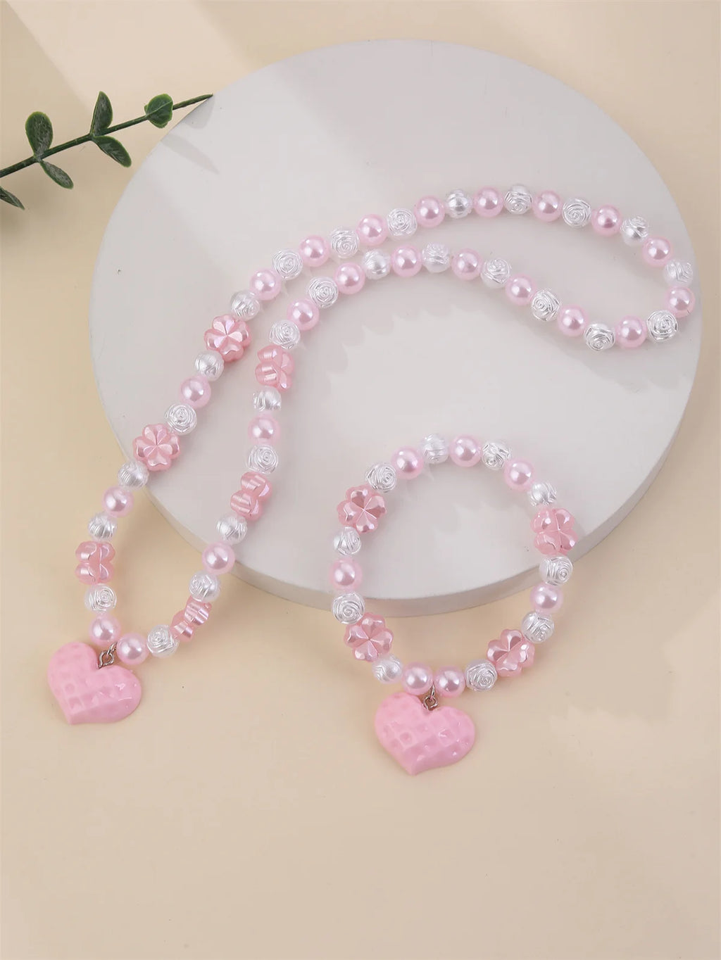 Pink Sweetheart Necklace & Bracelet Set - Hello Baabs LLC 
