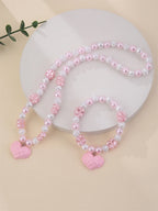 Pink Sweetheart Necklace & Bracelet Set - Hello Baabs LLC 