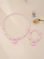 Pink Sweetheart Necklace & Bracelet Set - Hello Baabs LLC 