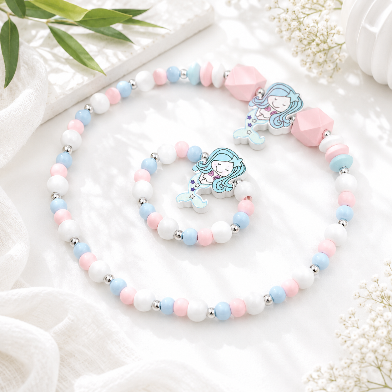 Playful Patterned Friends Necklace & Bracelet Set - 16 variants - Hello Baabs