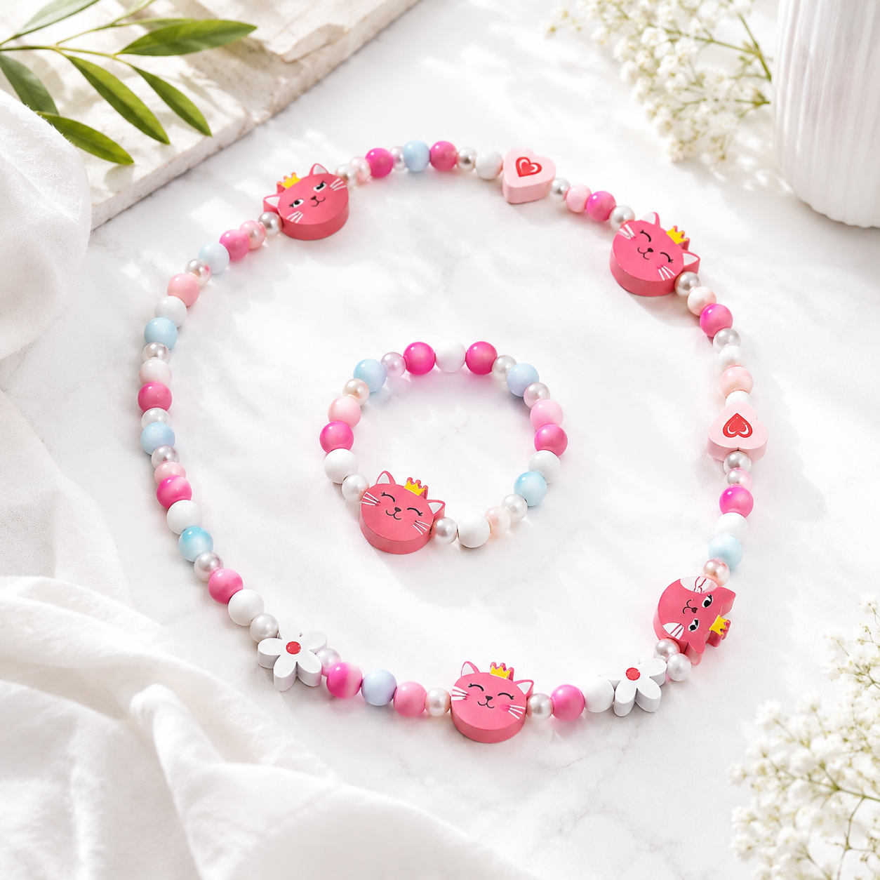 Playful Patterned Friends Necklace & Bracelet Set - 16 variants - Hello Baabs