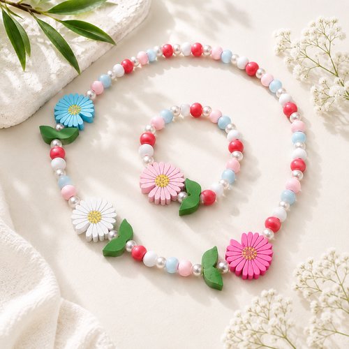Playful Patterned Friends Necklace & Bracelet Set - 16 variants - Hello Baabs