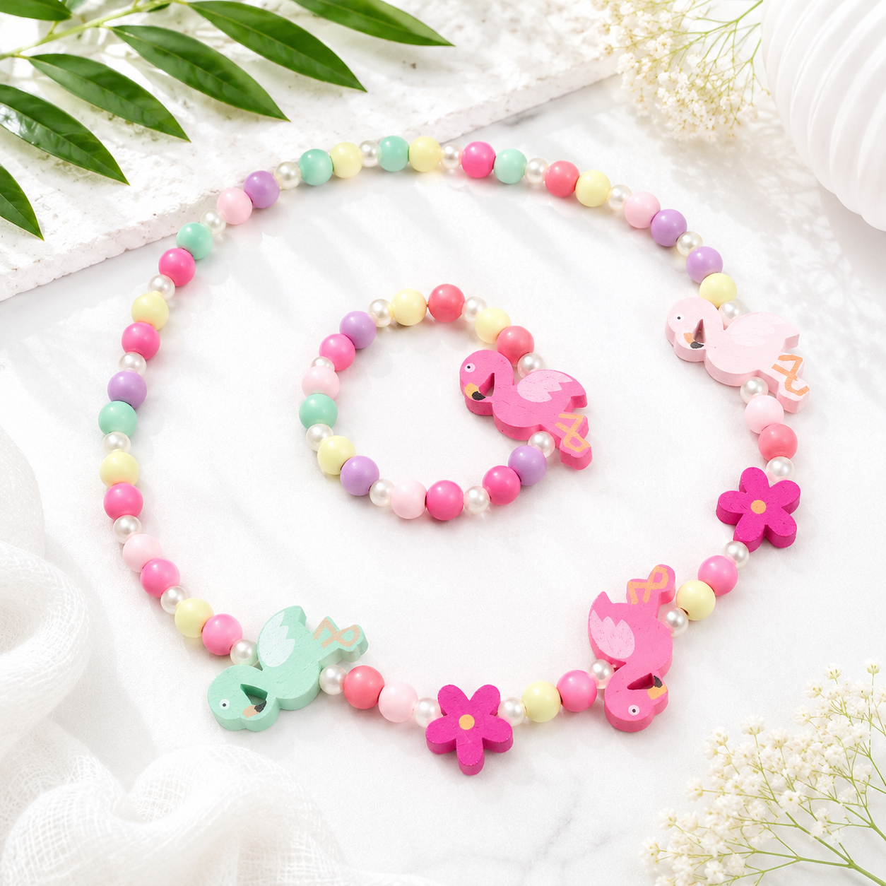 Playful Patterned Friends Necklace & Bracelet Set - 16 variants - Hello Baabs