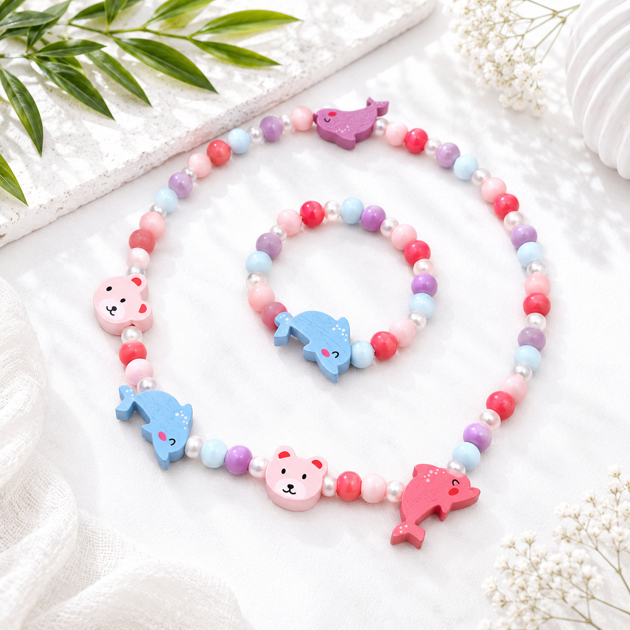 Playful Patterned Friends Necklace & Bracelet Set - 16 variants - Hello Baabs