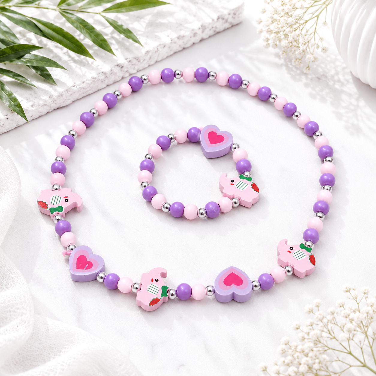 Playful Patterned Friends Necklace & Bracelet Set - 16 variants - Hello Baabs