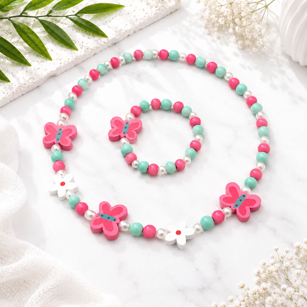 Playful Patterned Friends Necklace & Bracelet Set - 16 variants - Hello Baabs