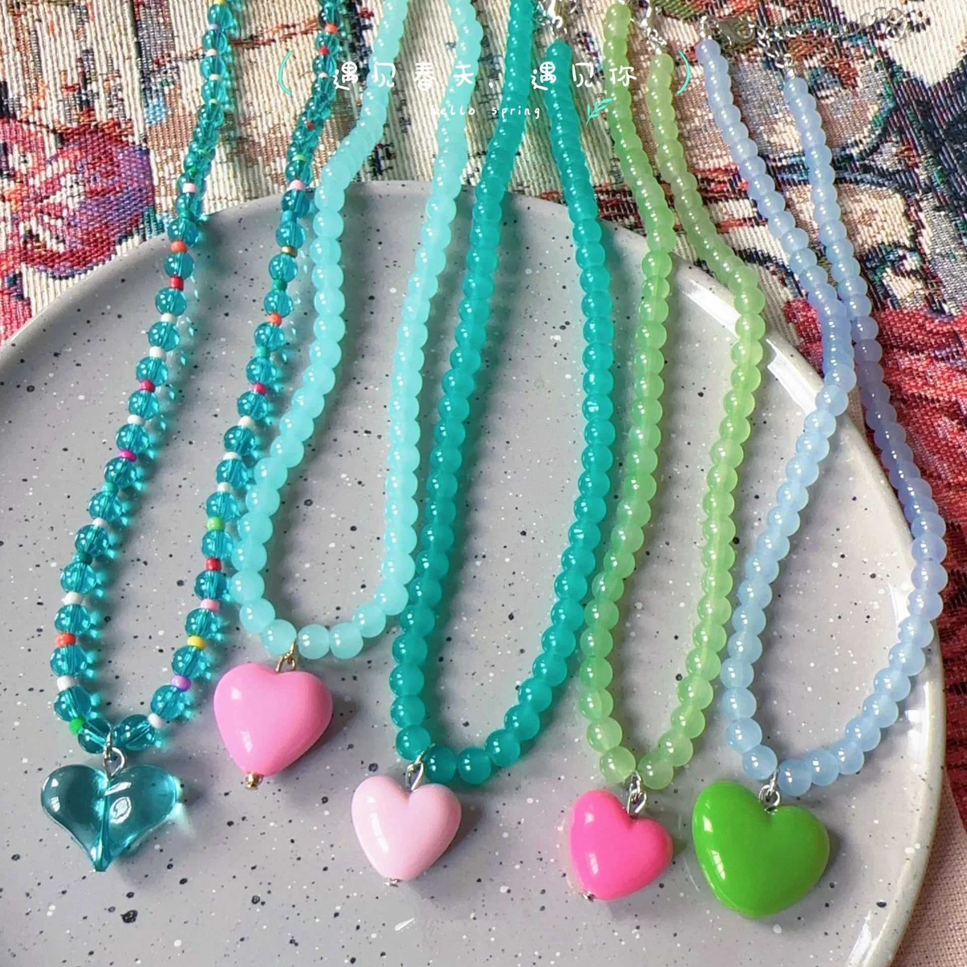 Pop & Promise Heart Necklace - 5 colors - Hello Baabs LLC 