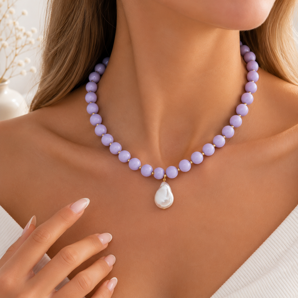 Pop of Pearl Necklace - 9 colors - Hello Baabs