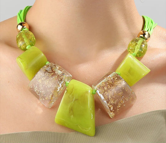 Punchline Rope Necklace Bright Green