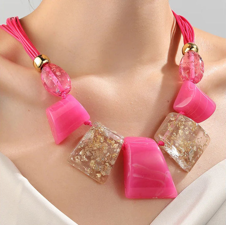 Punchline Rope Necklace Bright Pink