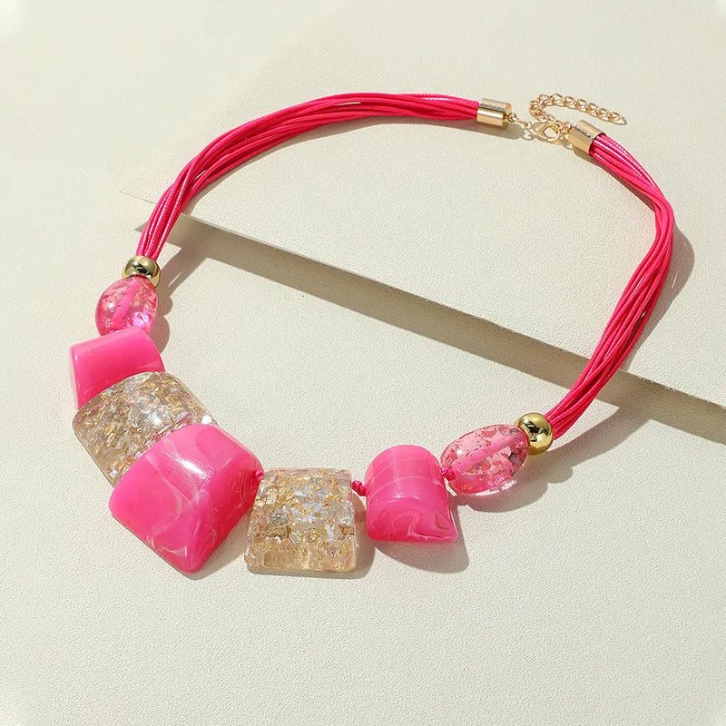 Punchline Rope Necklace Bright Pink