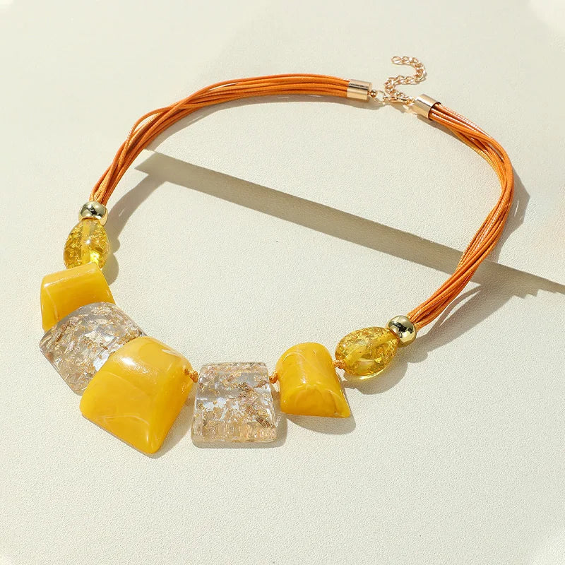 Punchline Rope Necklace Yellow Orange