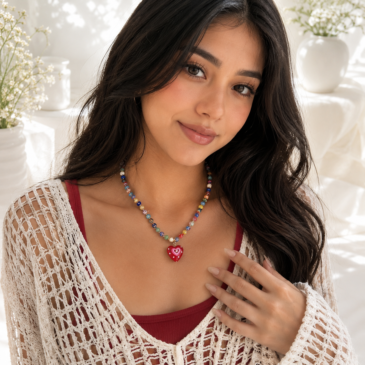 Rainbow Heart Necklace - Hello Baabs