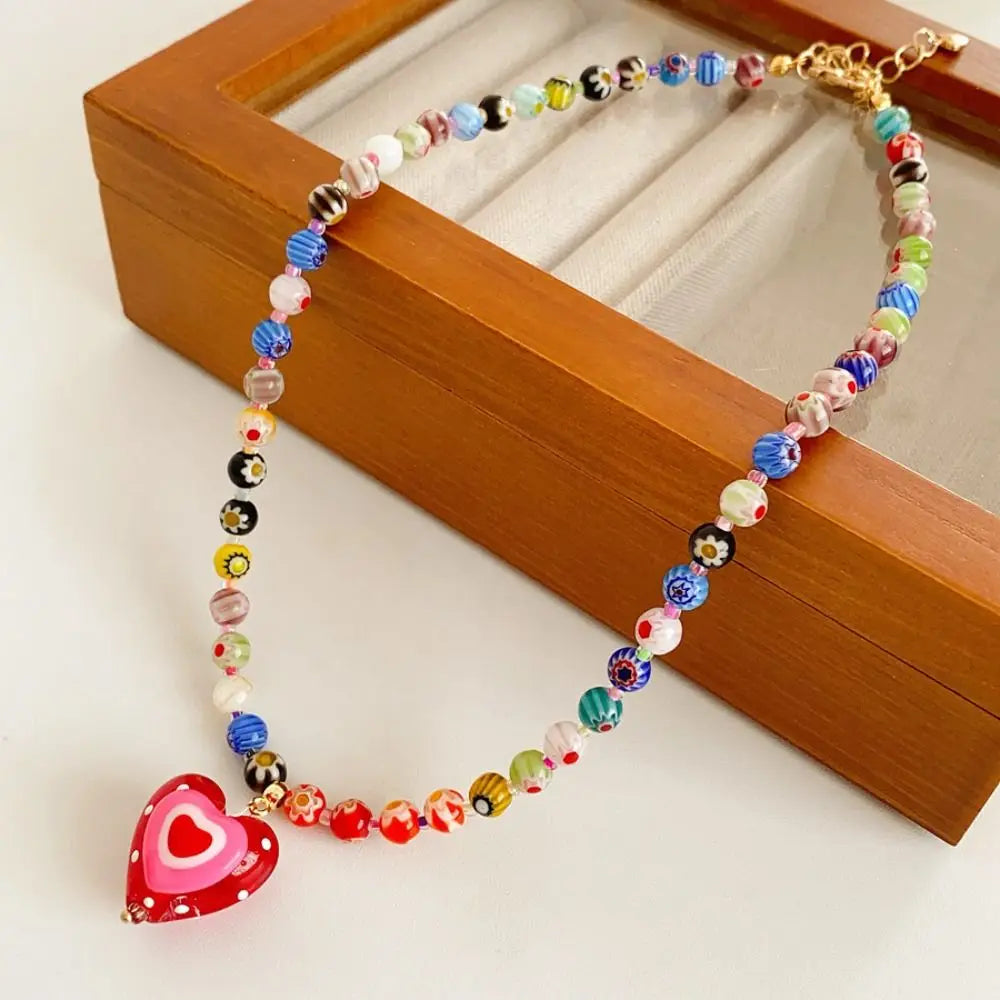 Rainbow Heart Necklace - Hello Baabs LLC 