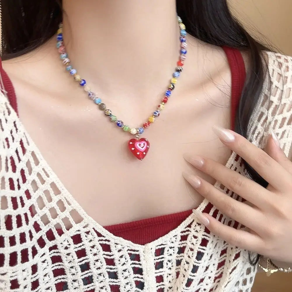 Rainbow Heart Necklace - Hello Baabs LLC 