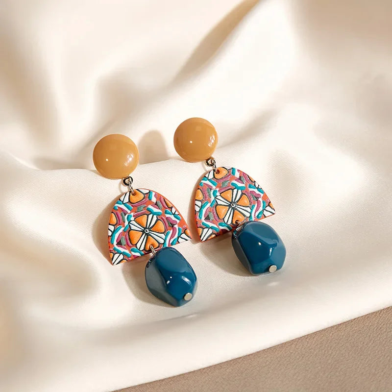 Retro Mosaic Drop Earrings - Hello Baabs LLC 
