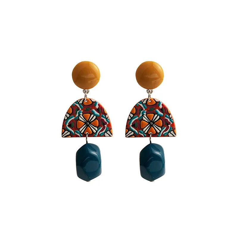 Retro Mosaic Drop Earrings - Hello Baabs LLC 