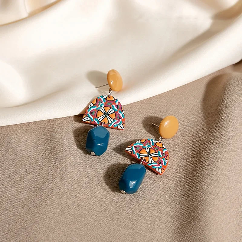 Retro Mosaic Drop Earrings - Hello Baabs LLC 