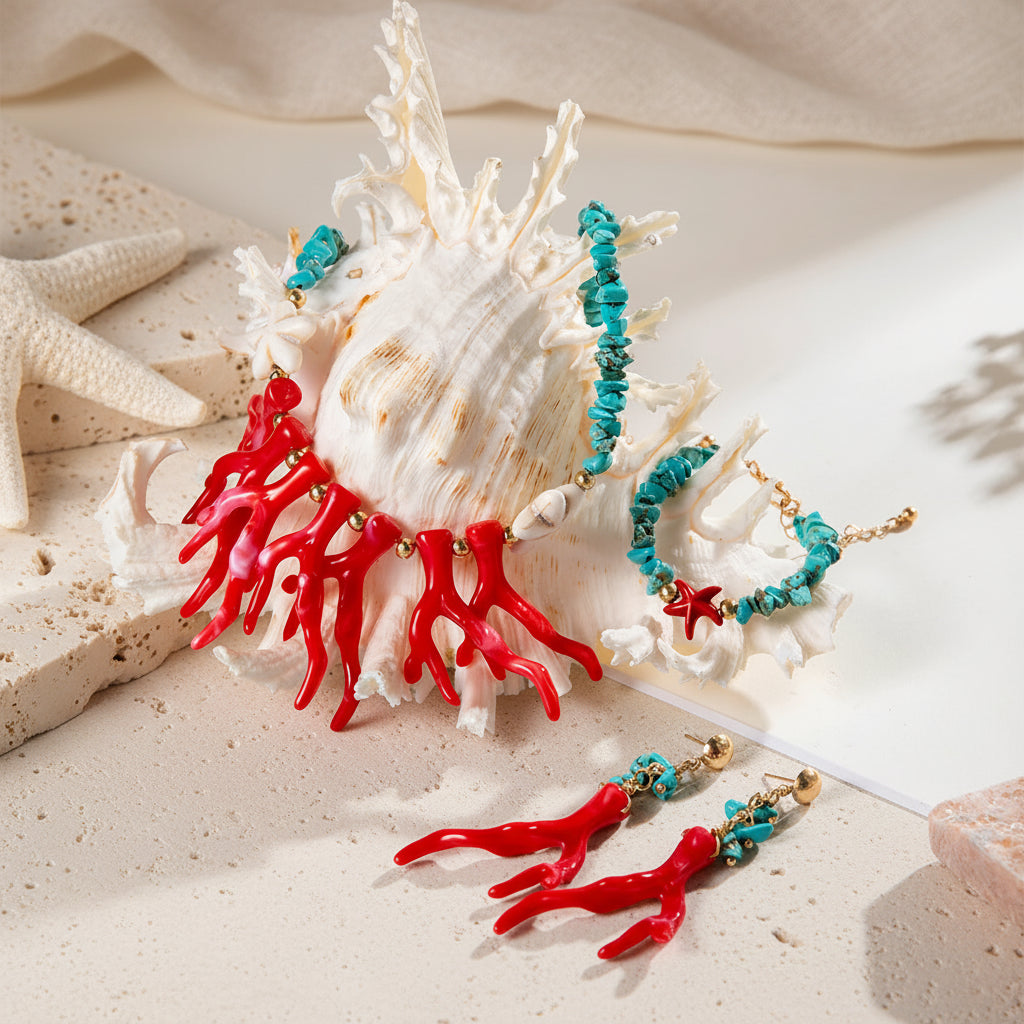 Rhapsody Reef Necklace, Earrings, & Bracelet Set - Hello Baabs