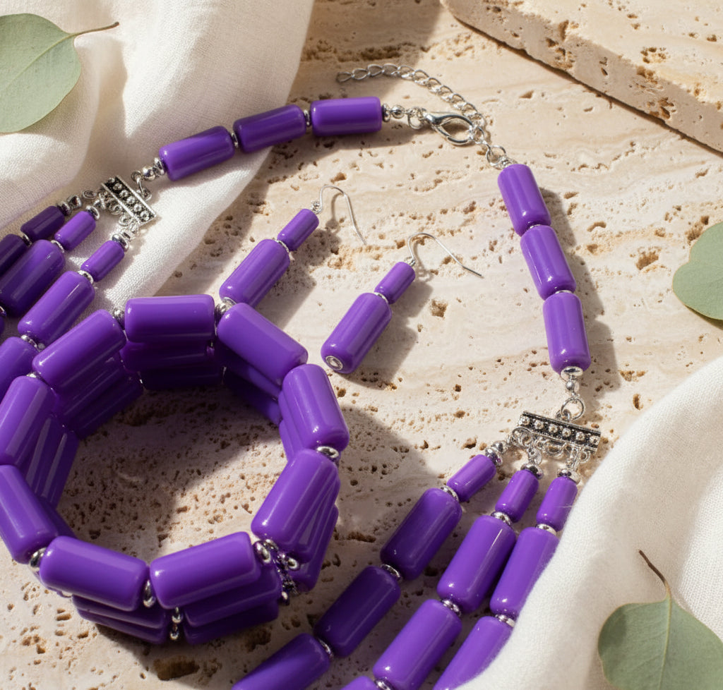 Royal Tribe Necklace, Earrings, & Bracelet Set - 6 colors - Hello Baabs