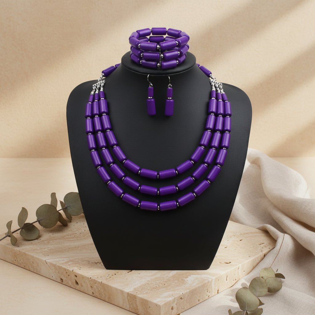 Royal Tribe Necklace, Earrings, & Bracelet Set - 6 colors - Hello Baabs