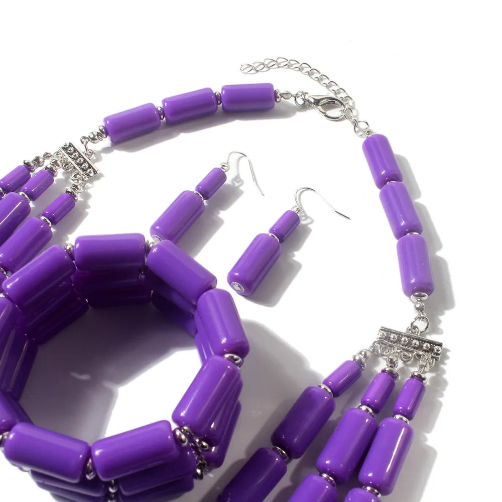 Royal Tribe Necklace, Earrings, & Bracelet Set - 6 colors - Hello Baabs LLC 