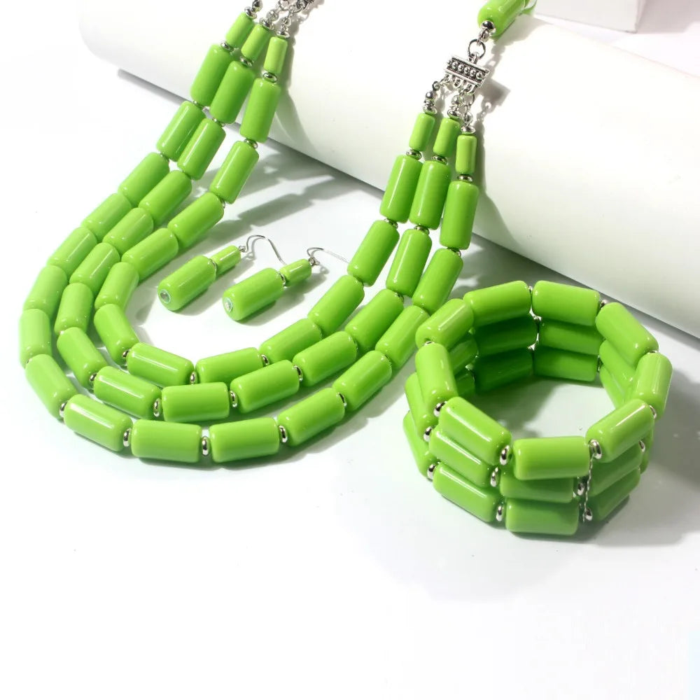 Royal Tribe Necklace, Earrings, & Bracelet Set - 6 colors - Hello Baabs LLC 