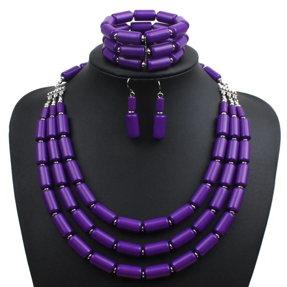 Royal Tribe Necklace, Earrings, & Bracelet Set - 6 colors - Hello Baabs LLC 
