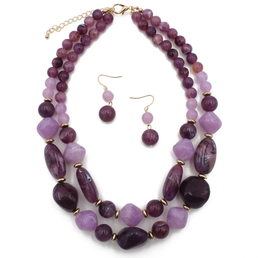 Double Glow Necklace & Earrings Set - 5 colors