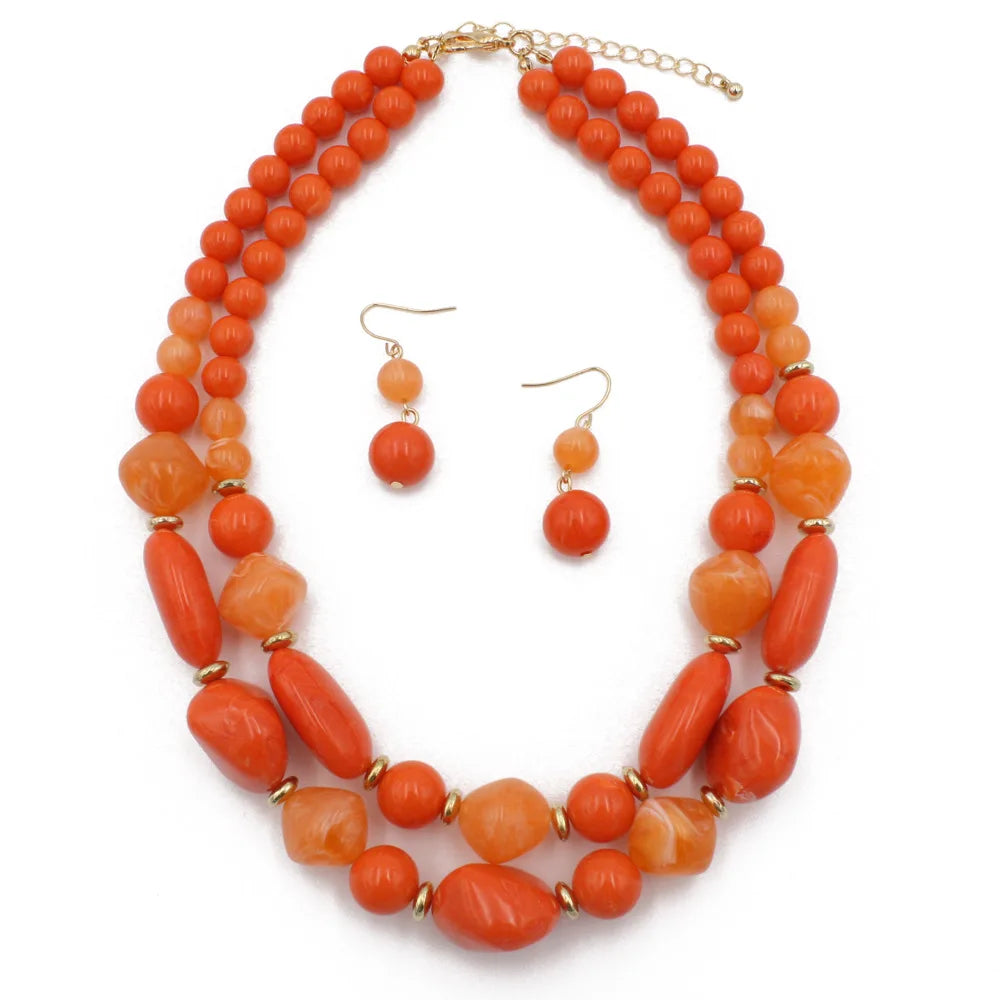 Double Glow Necklace & Earrings Set - 5 colors