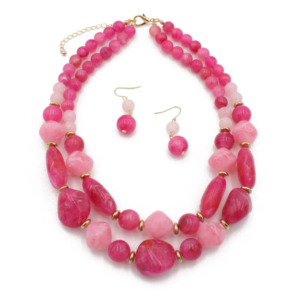 Double Glow Necklace & Earrings Set - 5 colors