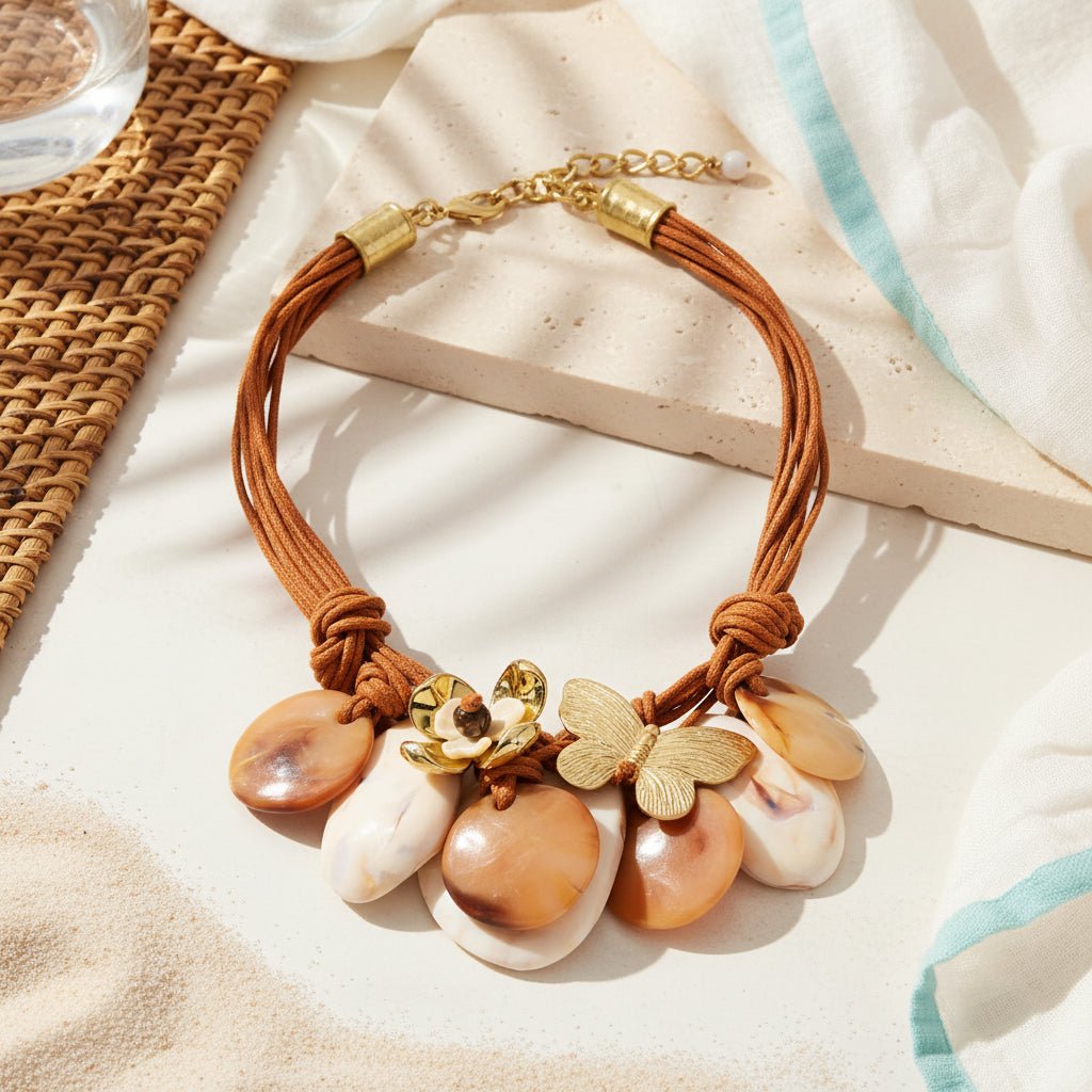Sand & Flutter Statement Necklace - Hello Baabs
