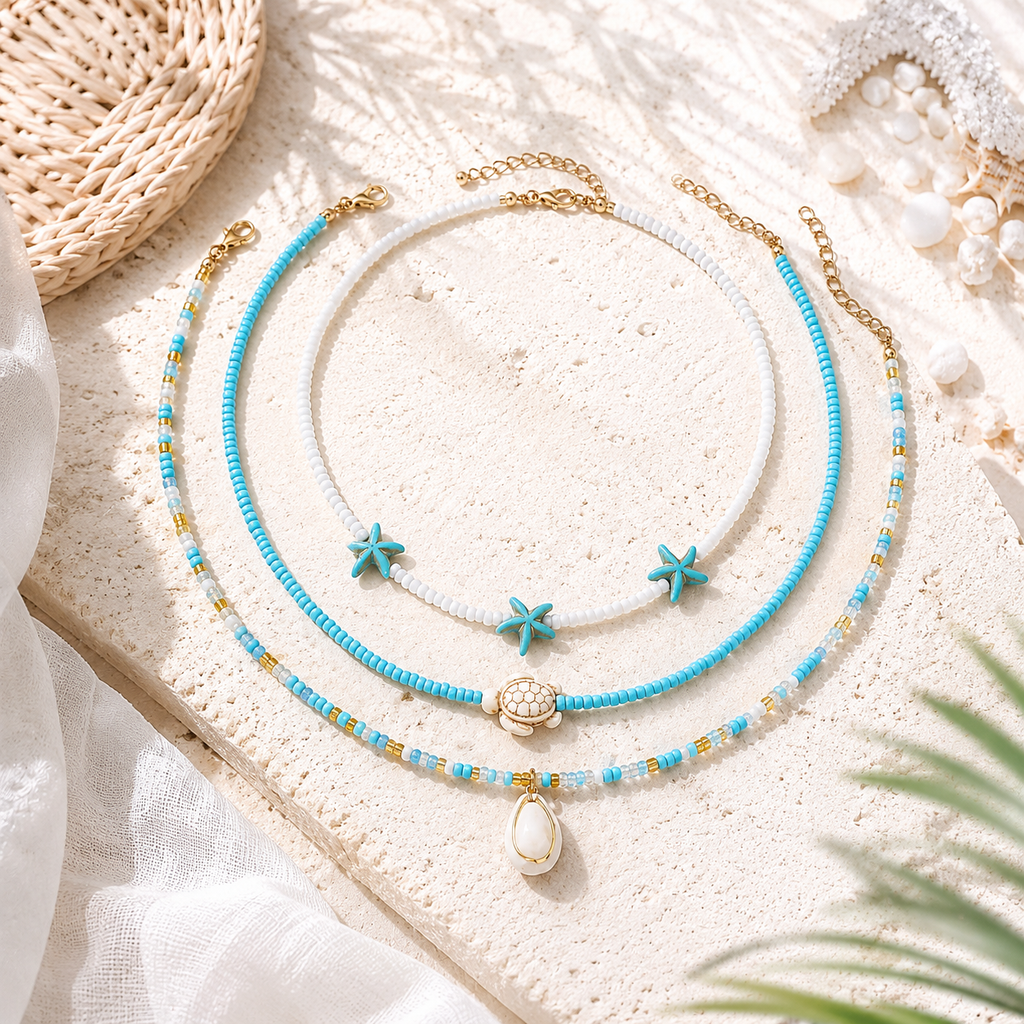 Sea Story Layers 3pc Necklace Set - 4 variants - Hello Baabs