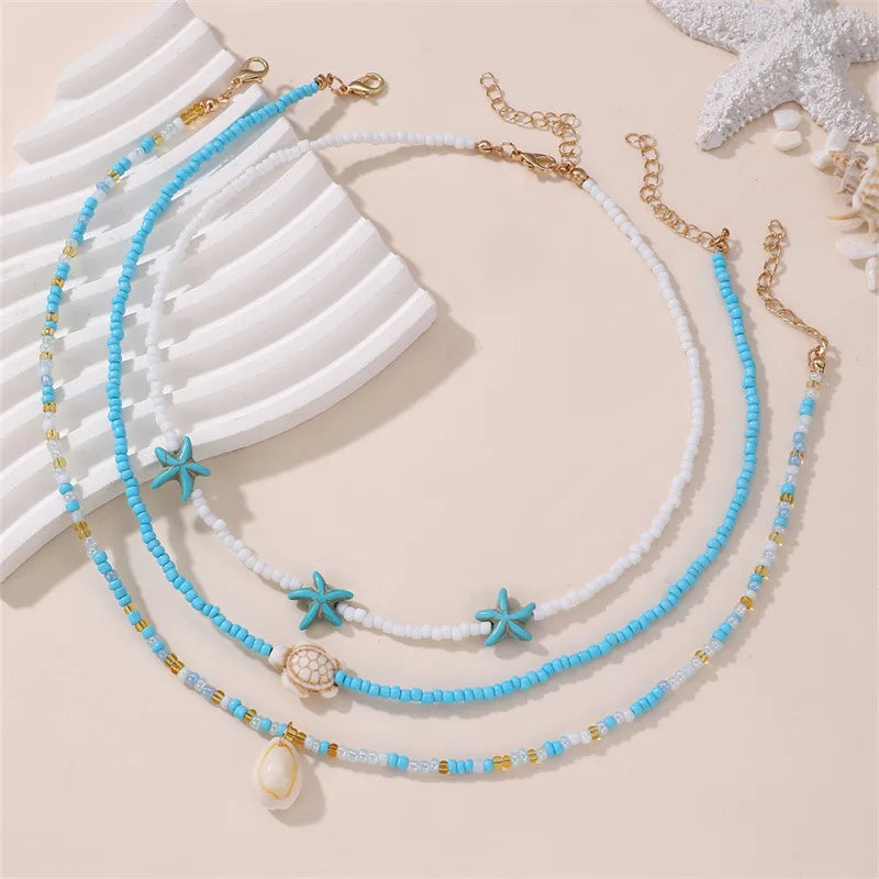 Sea Story Layers 3pc Necklace Set - Hello Baabs LLC 