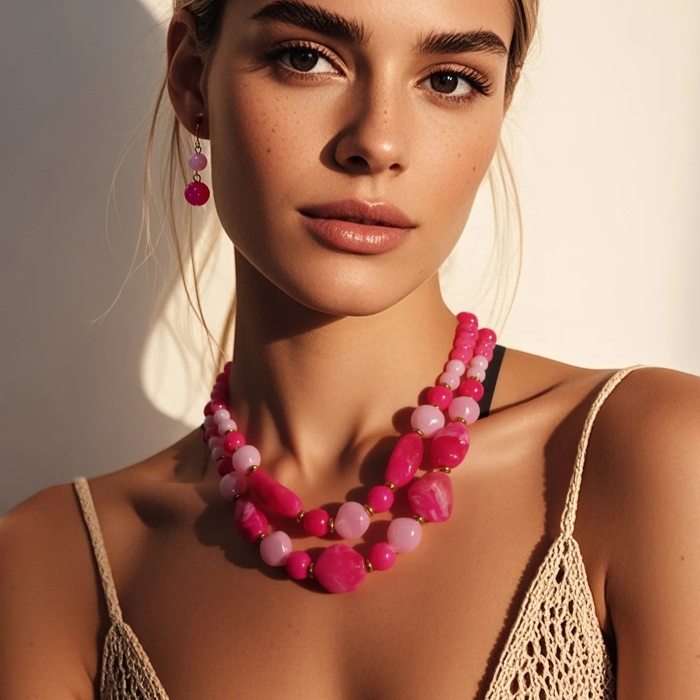 Double Glow Necklace & Earrings Set - 5 colors